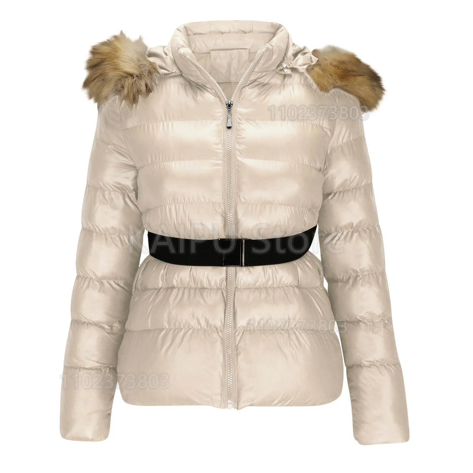 Winter imitation raccoon big fur collar Korean solid color fashion female slim thin down cotton-padded coat short ski jackets