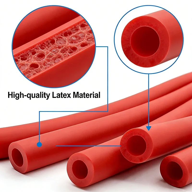 Red Nature Latex Rubbe Tubing ID 1.6-6mm Super Stretch Hose Flexible Durable Cold Resistant Wearproof Slingshot Replacement Tube