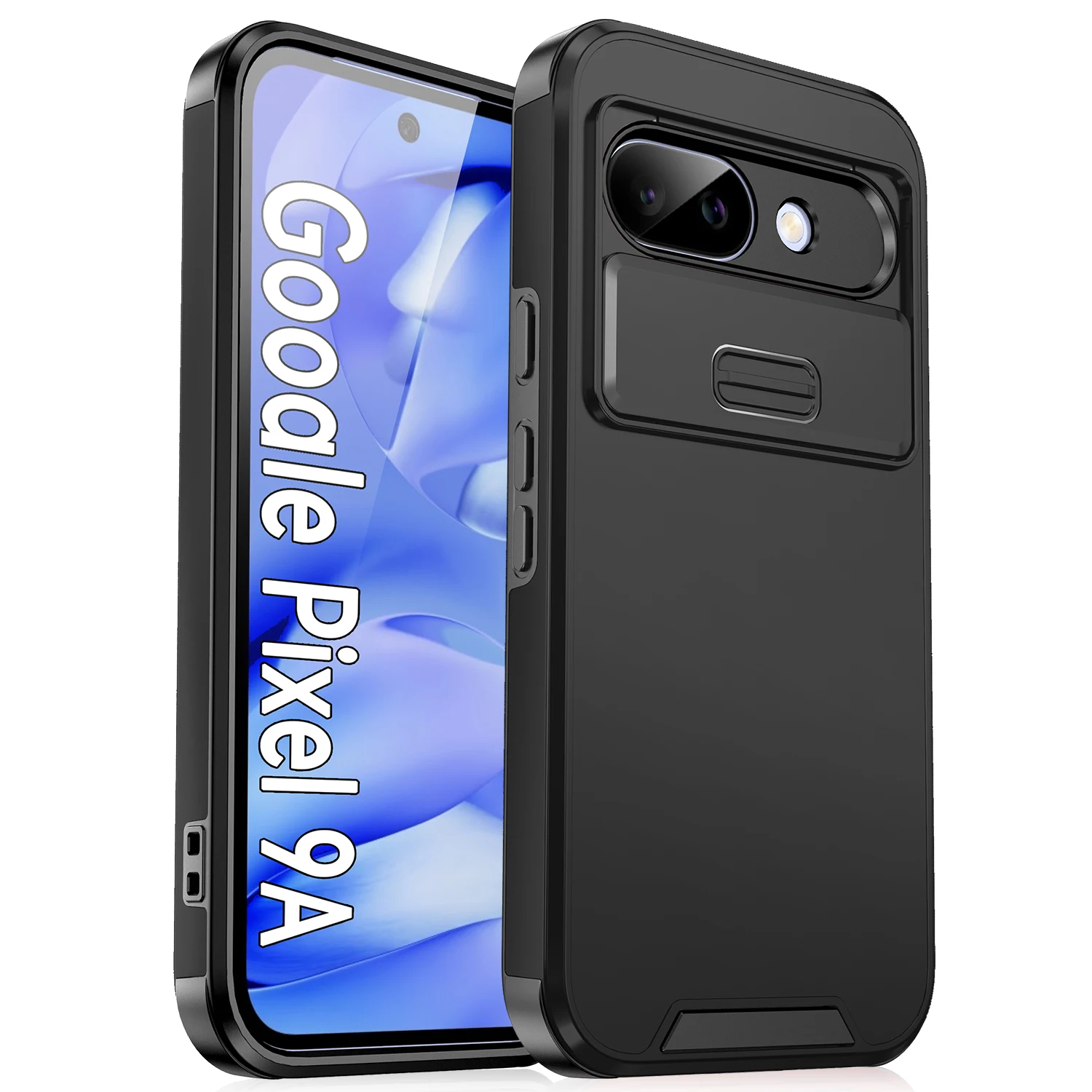 Stoßfeste Hybrid-Doppelschicht-Schutzhülle für Google Pixel 7 8 9 Pro XL 10A 9A 8A 6A mit Schiebe-Kameraschutz PC+TPU Cover