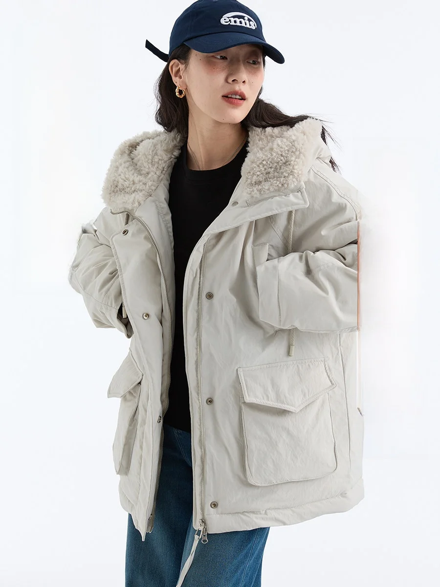 

Warmth Du down Parka Coat Women's 90 White Du Feather Hooded Winter Jaet Commute Sle Regular Fit Korean Faion