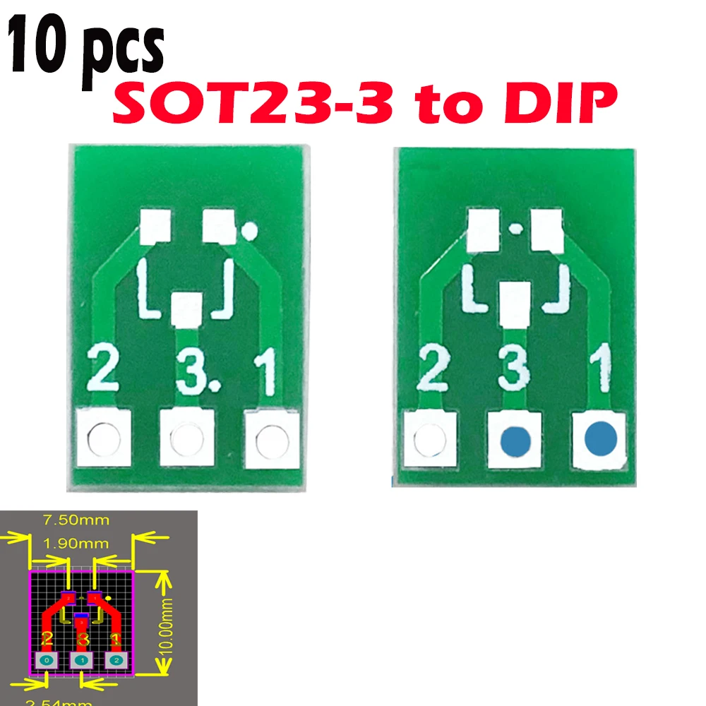 

10pcs SOT23 to SIP SOT23-3 to DIP Adapter Board Adapter Plate Using Chemical Immersion SOT23 to SIP Gold Process Hight Quality