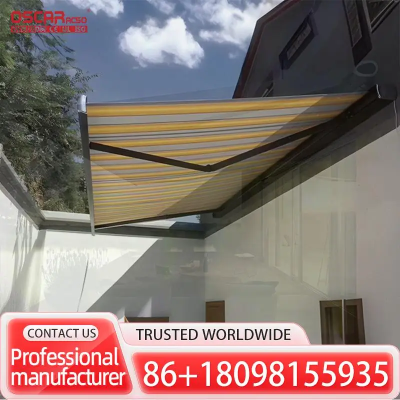 

Full Cassette Motorized Retractable Outdoor Canopy Folding Awning for Conservatory Patio Garden Retractable Awning