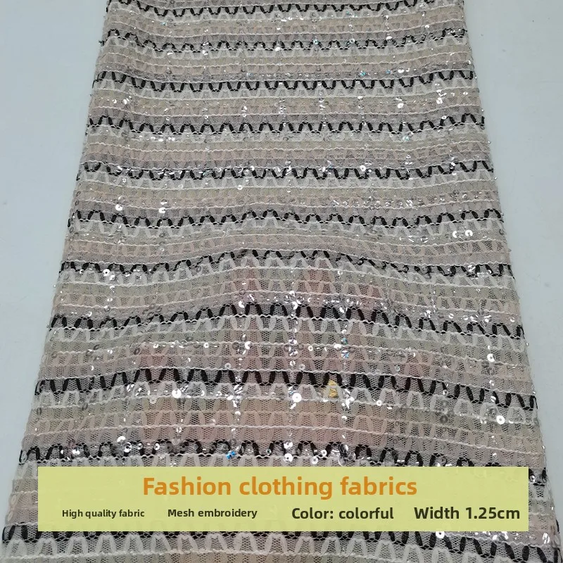 

Mesh Beading Bead Sequin Embroidered Fabric for Half Skirt Dress Clothing Design Diy Cloth By The Yard Sewing Material