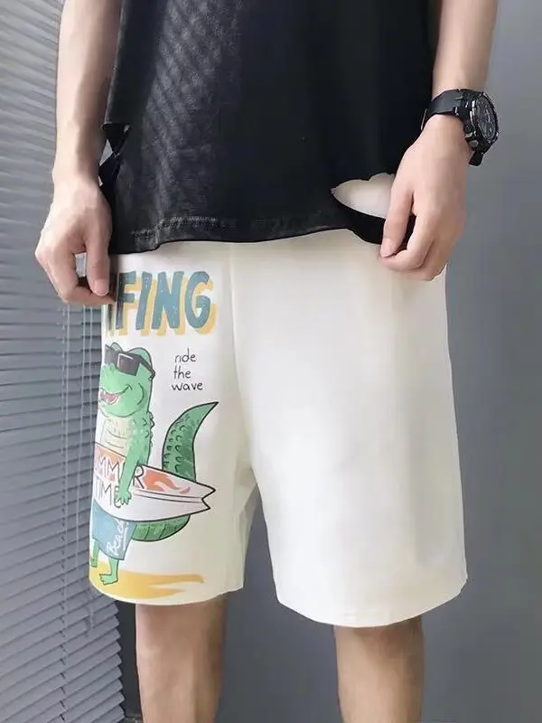 

Men's plus Size American Sle Summer Thin Casual Sports ort Pants over Knee Five Parts Loose Fit Straight Leg mid Waist