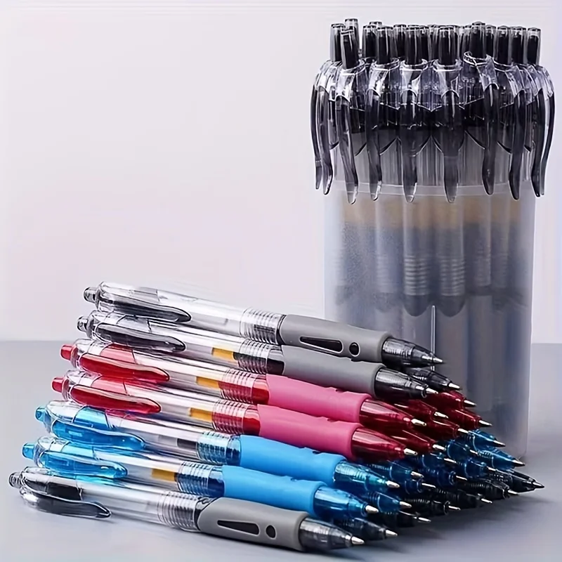 

18-piece retractable gel pen set,0.5mm black,blue,red ink gel pens,Including 6pcs Black+6pcs Blue+6pcs Red Gel Pens.Suitable for