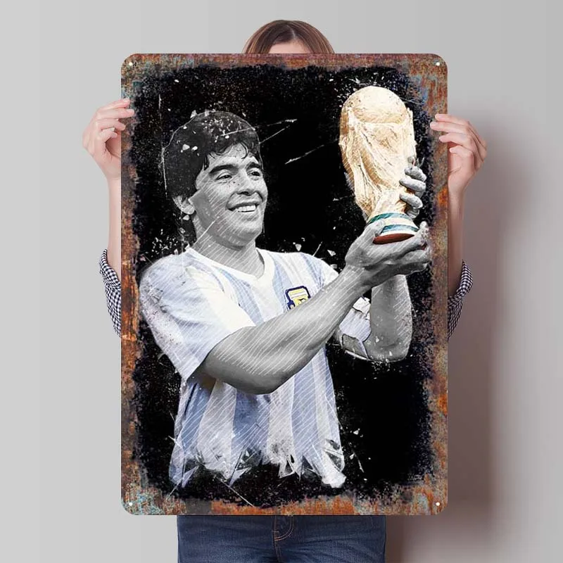 Diego Maradona Metal Sign Sports Poster Room Decoration Aesthetic Custom Tinplate Sign for Wall Art Decoration Man Cave Retro