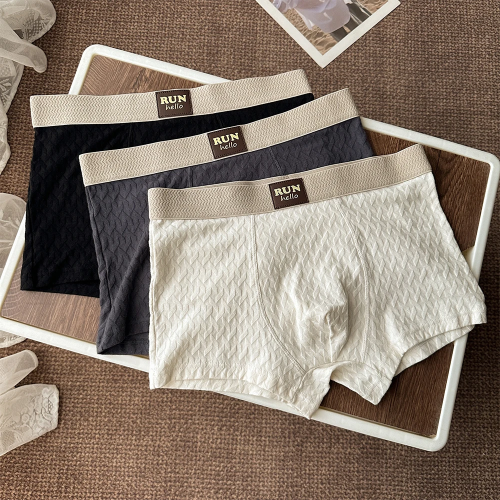 

3PCS/Pack Antibacterial Breathable Absorbent Mesh Crotch Men's Panties L-4XL 100% Cotton Underpants High Elastic Man Underwear