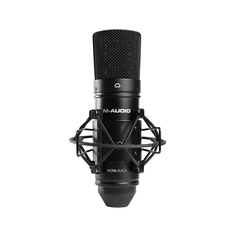 

M-AUDIO NOVA Black Microphone Large Diaphragm Professional Capacitor Mike Voice Recording Heart Pointing To The Microphone