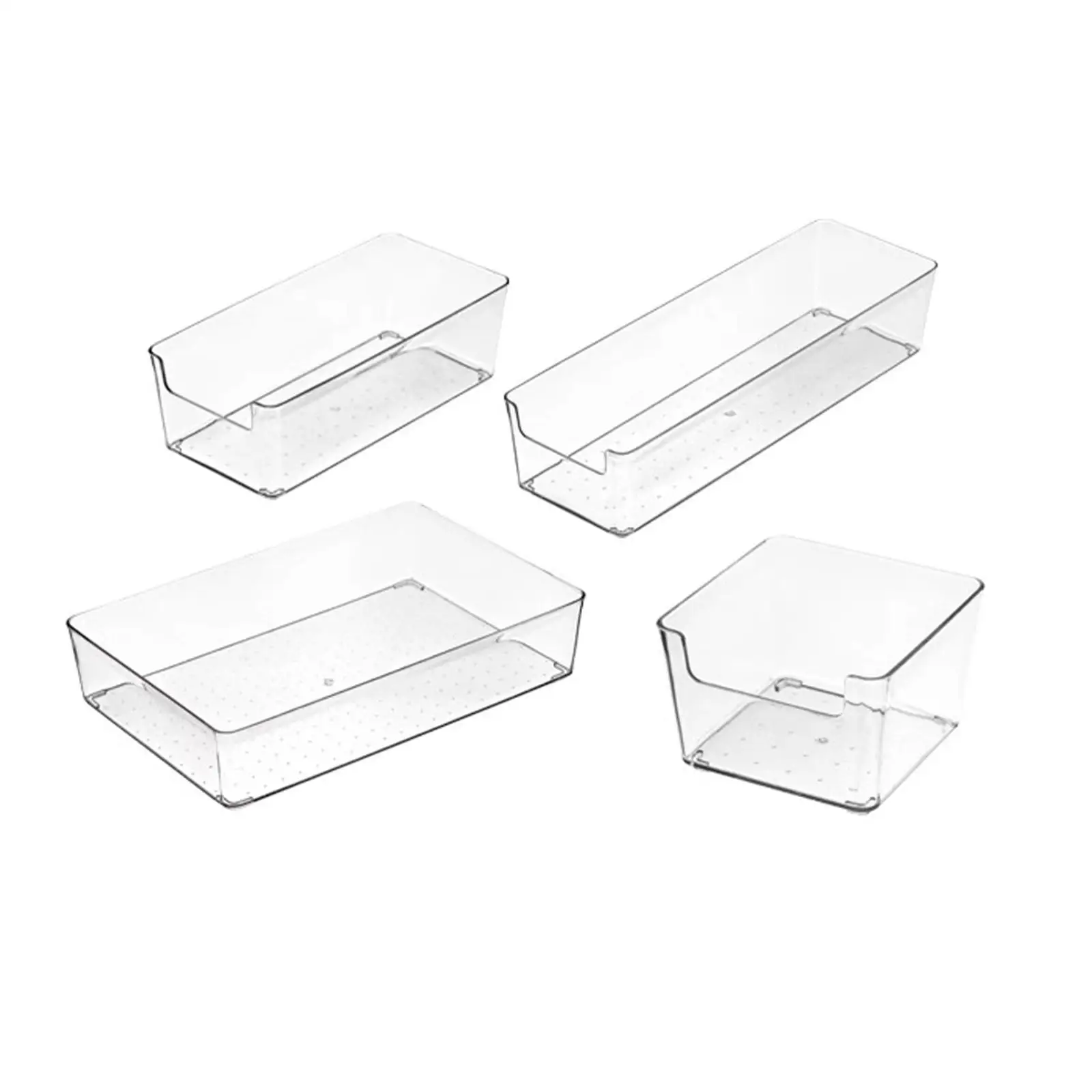 4 Pieces Desk Organizer Box Transparent Drawer Organizer Stackable Desktop Organization for Cosmetics Pen Jewelry Household