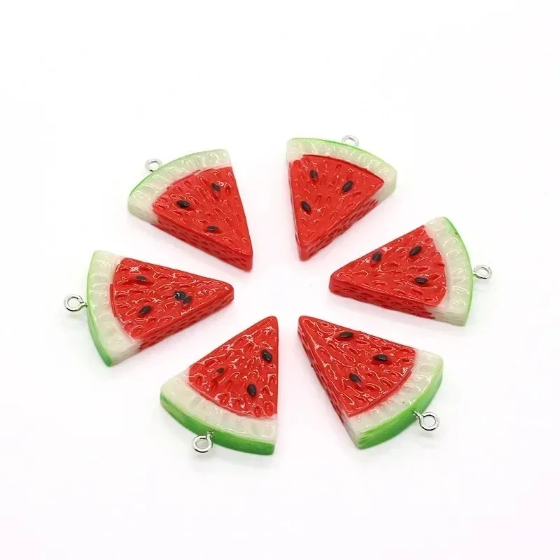 10Pcs Double Sided Triangle Watermelon Resin Charms Mini Fruit Pendants For DIY Earring Jewelry Making Crafts view 4