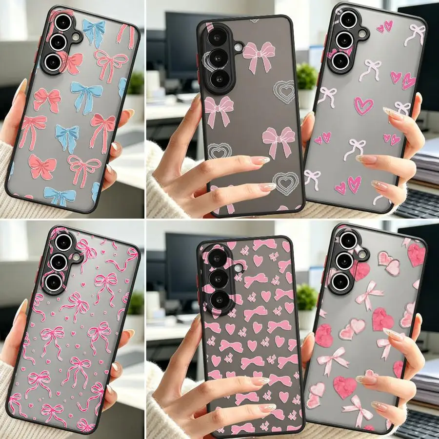 Phone Cover Case for Samsung Galaxy A57 A56 A55 A54 A53 A34 A36 A16 A15 A17 A52 A14 A23 A72 A35 A33 Love Bold Bow