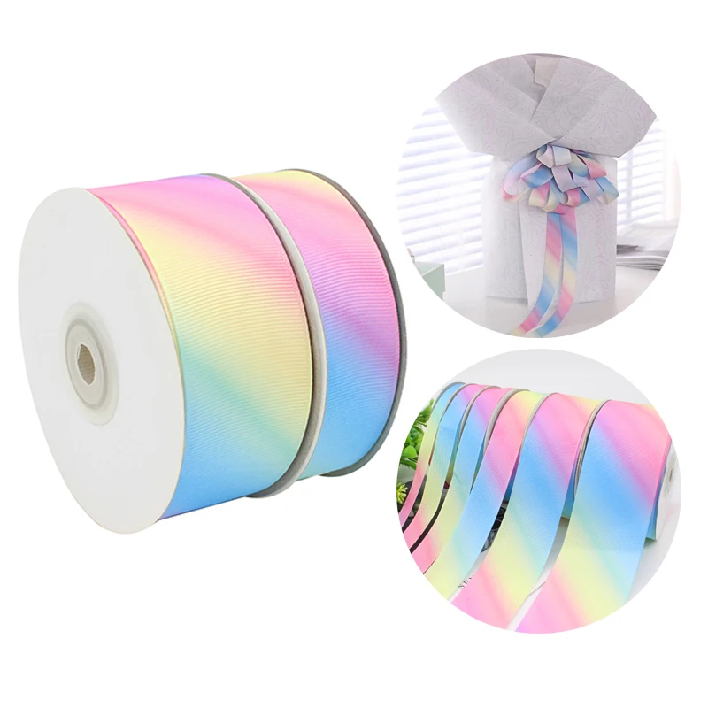 Nastro per imballaggio regalo arcobaleno, confezione per bouquet di fiori, Nastri per Grosgrain fai da te, rotolo da 45 metri