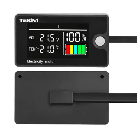 DC8-100V Universal LCD Digital Battery Capacity Indicator Voltmeter Waterproof Voltage Power Indicator with Temperature Alarm