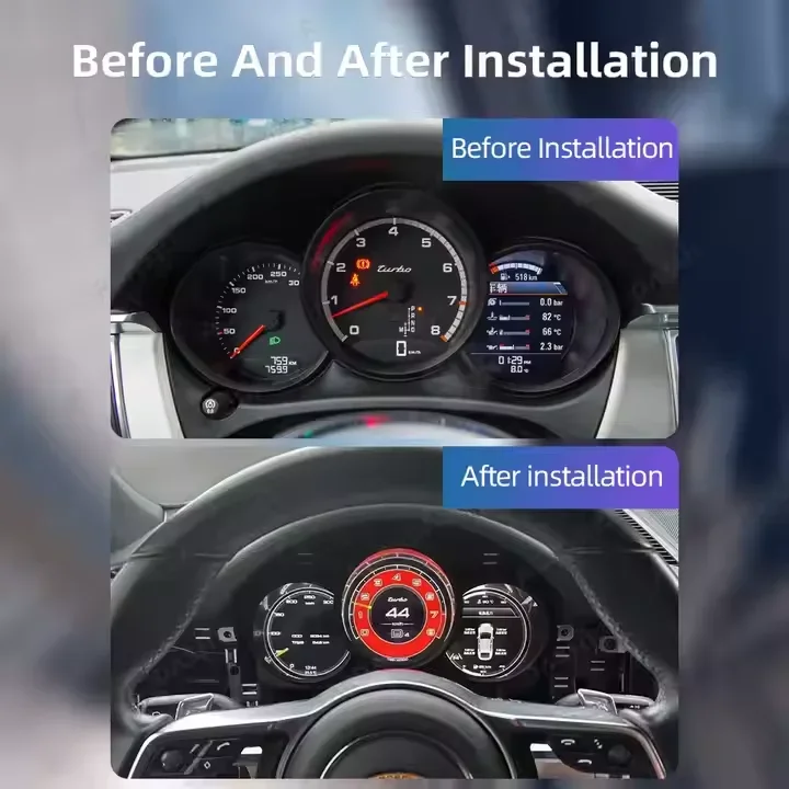 Panel Instrumen Digital LCD Auto Meter Mobil untuk Porsche Boxster 2016-2022 Sistem Linux Speedometer 1920*720 Dashboard