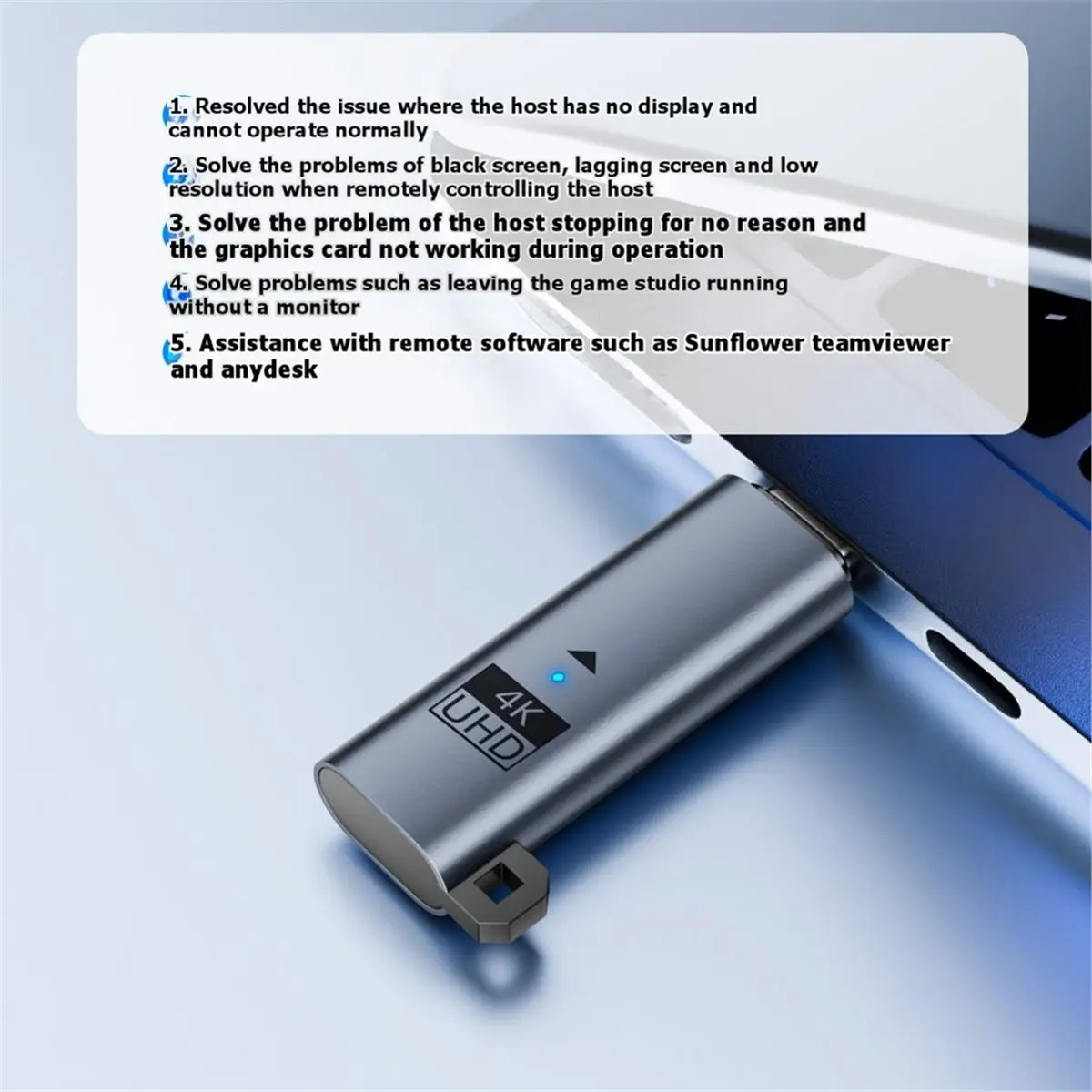 T35C Type-C 4K@60Hz 1080P Virtual Display Adapter USB C DDC EDID Dummy Plug Headless Ghost Display Emulator Space Gray