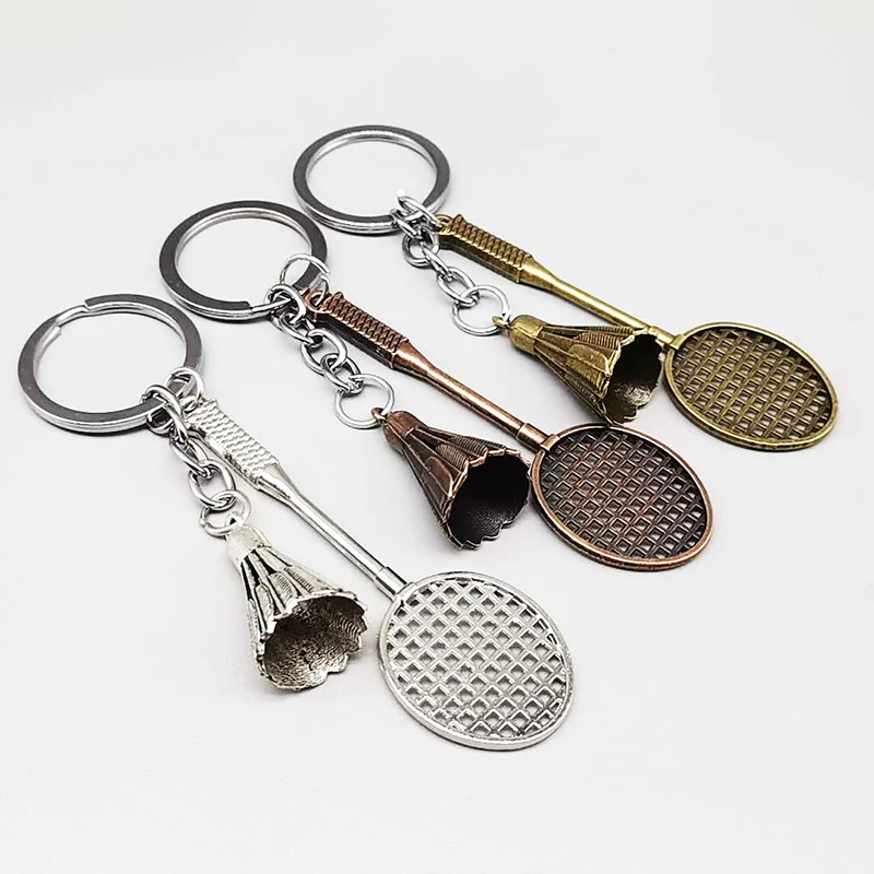 Sports Badminton Keychain For Headphone Protective Case Pendant Bag Decoration Zinc Alloy Keyring Sports Accessories