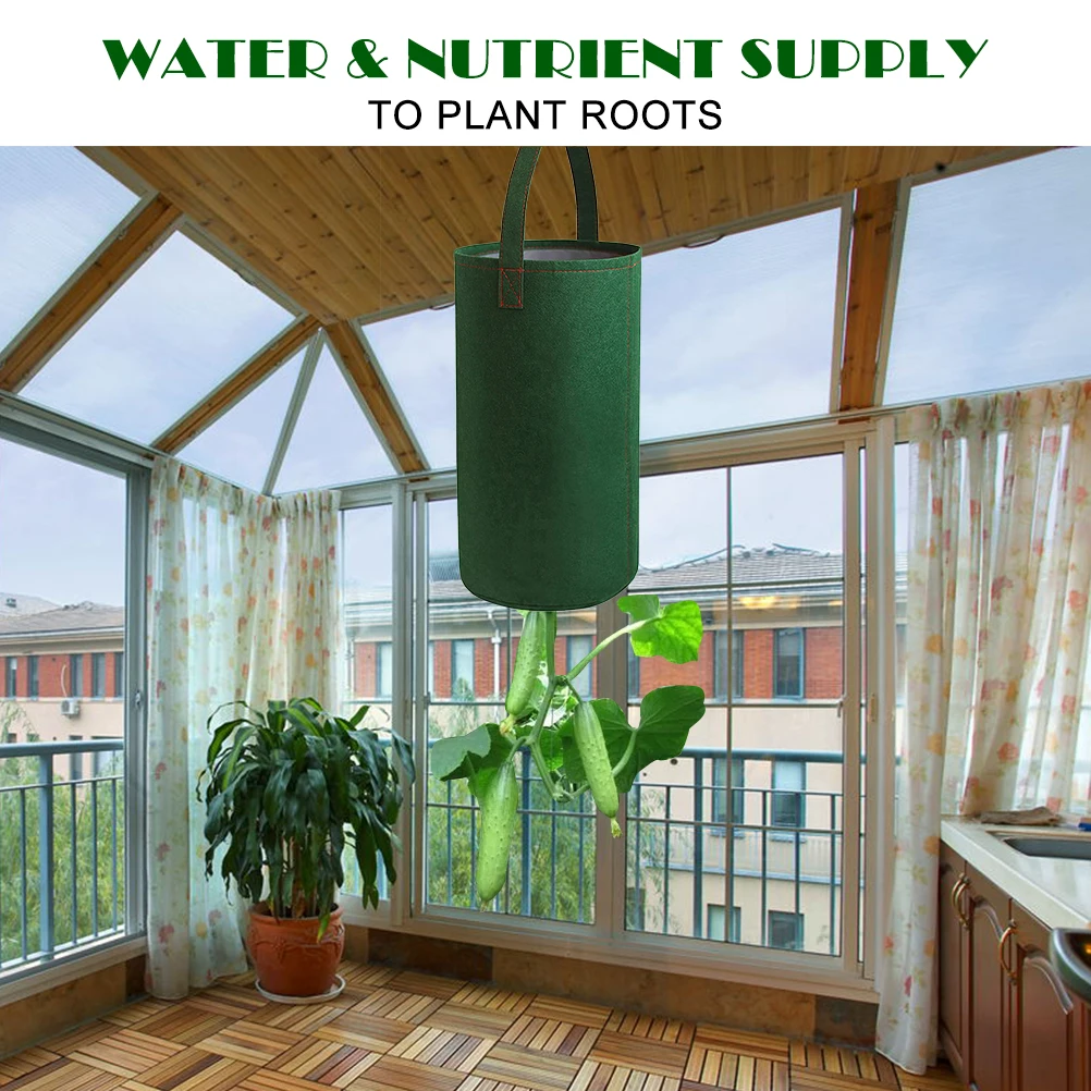 

F5 2Pcs Felt Hanging Tomato Grow Bag Upside Down Tomato Planter Multifunction Strawberry Vegetable Flower Plant Grow Bags