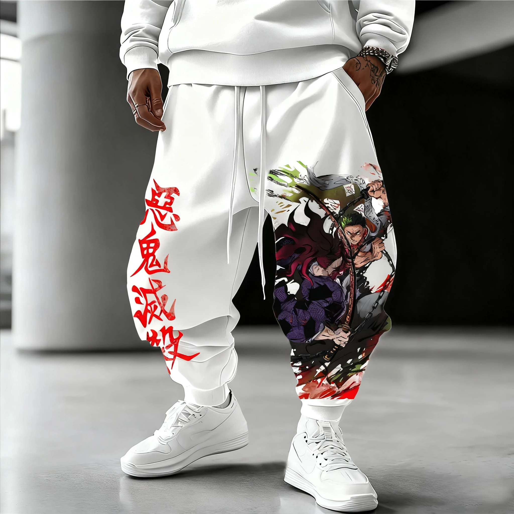 

Demon Slayer Anime Co-branded Men's Sweetpants 2025 Autumn/Winter New Original Painted Printed Ins Loose Casual Sports Pants