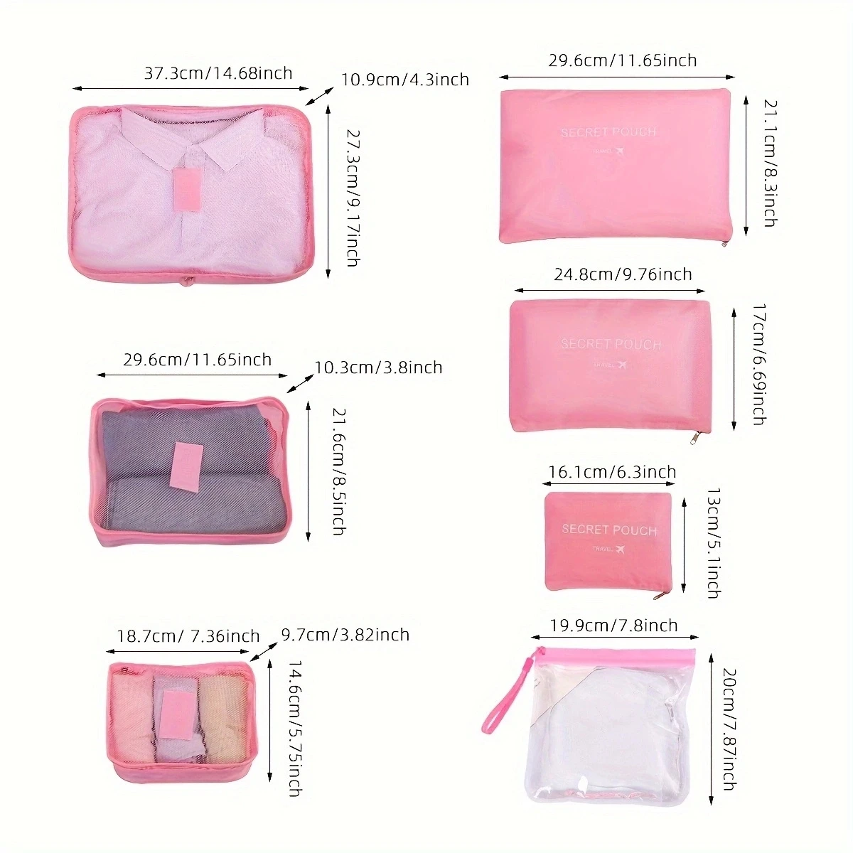 7Pcs Folding Travel Organizer Storage Bags Waterproof Wardrobe Cube Suitcase Packing Set Storages Luggage Clothes Shoe Box 2024