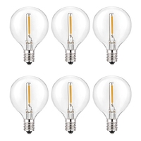 12Pcs G40 LED Replacement Light Bulbs, E12 Screw Base Shatterproof LED Globe Bulbs For Solar String Lights Warm White