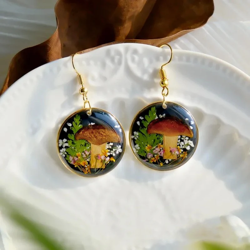 Pressed Flower Geometric Earrings Epoxy Resin Jewelry For Women 11