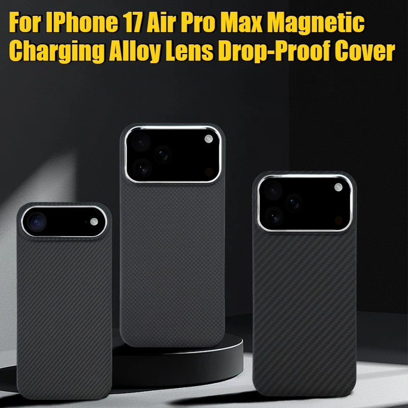 

New for Kevlar Aramid Carbon Fiber 1500D Frameless Case For IPhone 17 Pro Max Magnetic Charging Alloy Lens Drop-Proof Cover