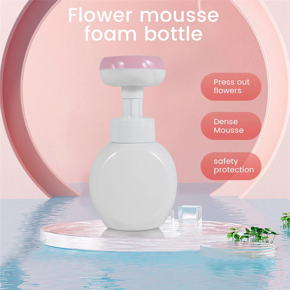 Flower Liquid Soap Dispenser Stamp Hand Soap Pump Bottle Floral Foam Bubbler Handsoup Plastic Bathroom Trip Travel Pink