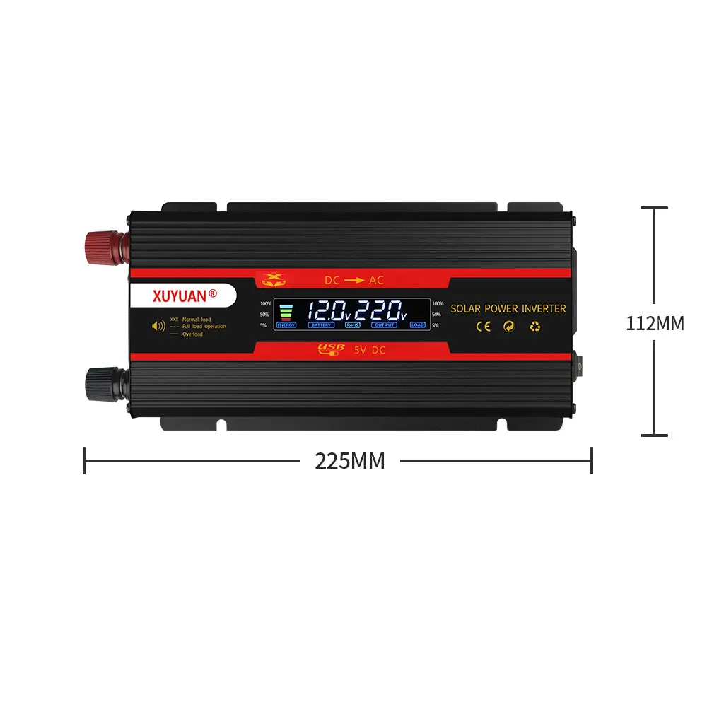 3kw 12v 24v to 110v 220v Car Inverter Solar Home Power Converter Digital Display USB Charging AC Universal US EU Socket Plug