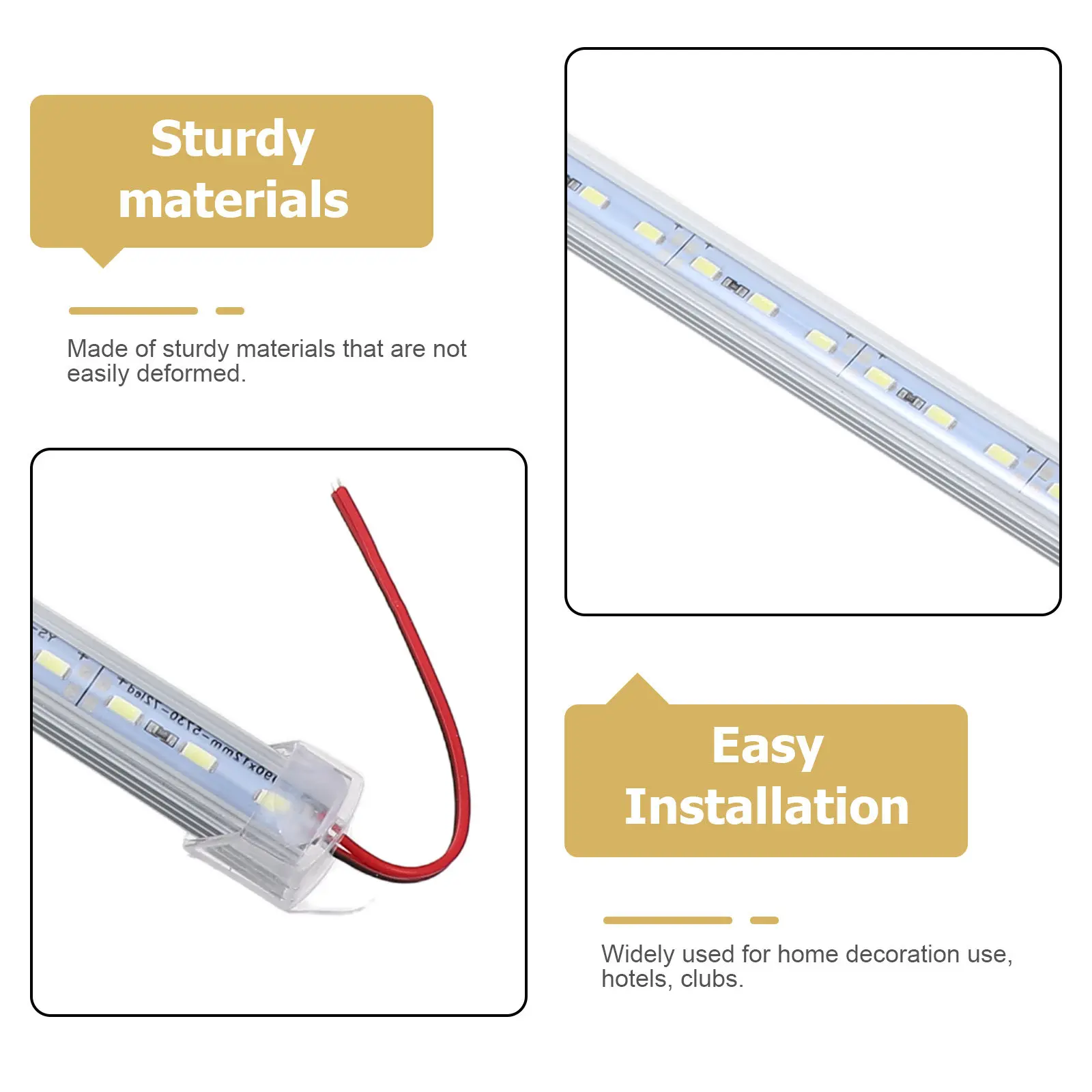 LED Light Strip 2 Pack 50cm 12V White 6000K 36 SMD 5630 IP65 Aluminum Housing for Car Home Decor