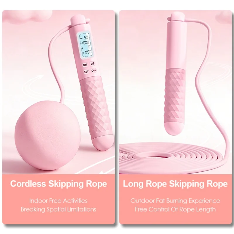 1 Set Weighted Jump Rope with Digital Counter, 2-In-1 And Corded Design, High Intensity Calorie Burning Home Cardio Workout