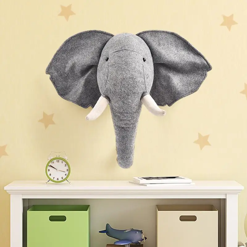 Elephant 3D Animal Head Wall Mount Children Stuffed Toys Kids Room Wall Home Decoration Accessories Birthday Gifts