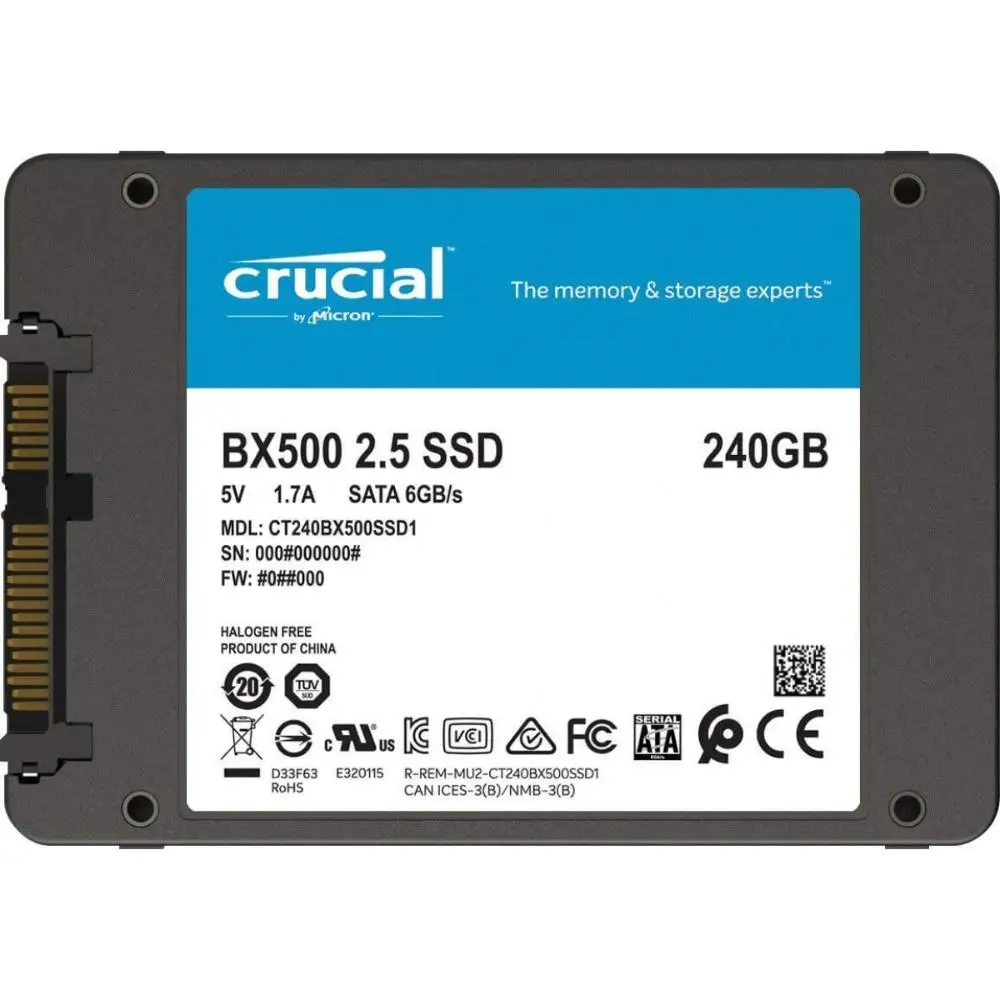 BX500 Crucial SSD 240GB Sata III قراءة 540 ميجا بايت تسجيل 500 ميجا بايت CT240BX500SSD1