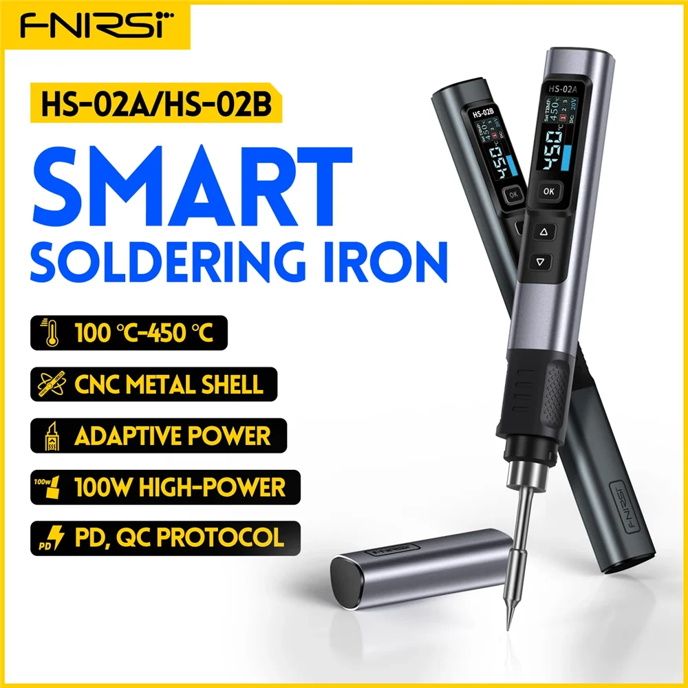 FNIRSI HS-02 Smart Soldering Station 100W Electric Soldering Iron Adjustable Constant Temperature Fast Heat Solder Iron Kit