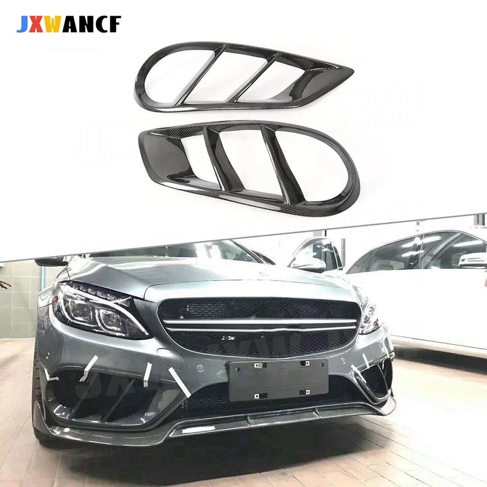 

JXWANCF Углеродное волокно FRP Передний бампер Вентиляционное отверстие Крышка Накладка Сетчатая решетка для Mercedes Benz W205 C Class C180 C200 2015-2018