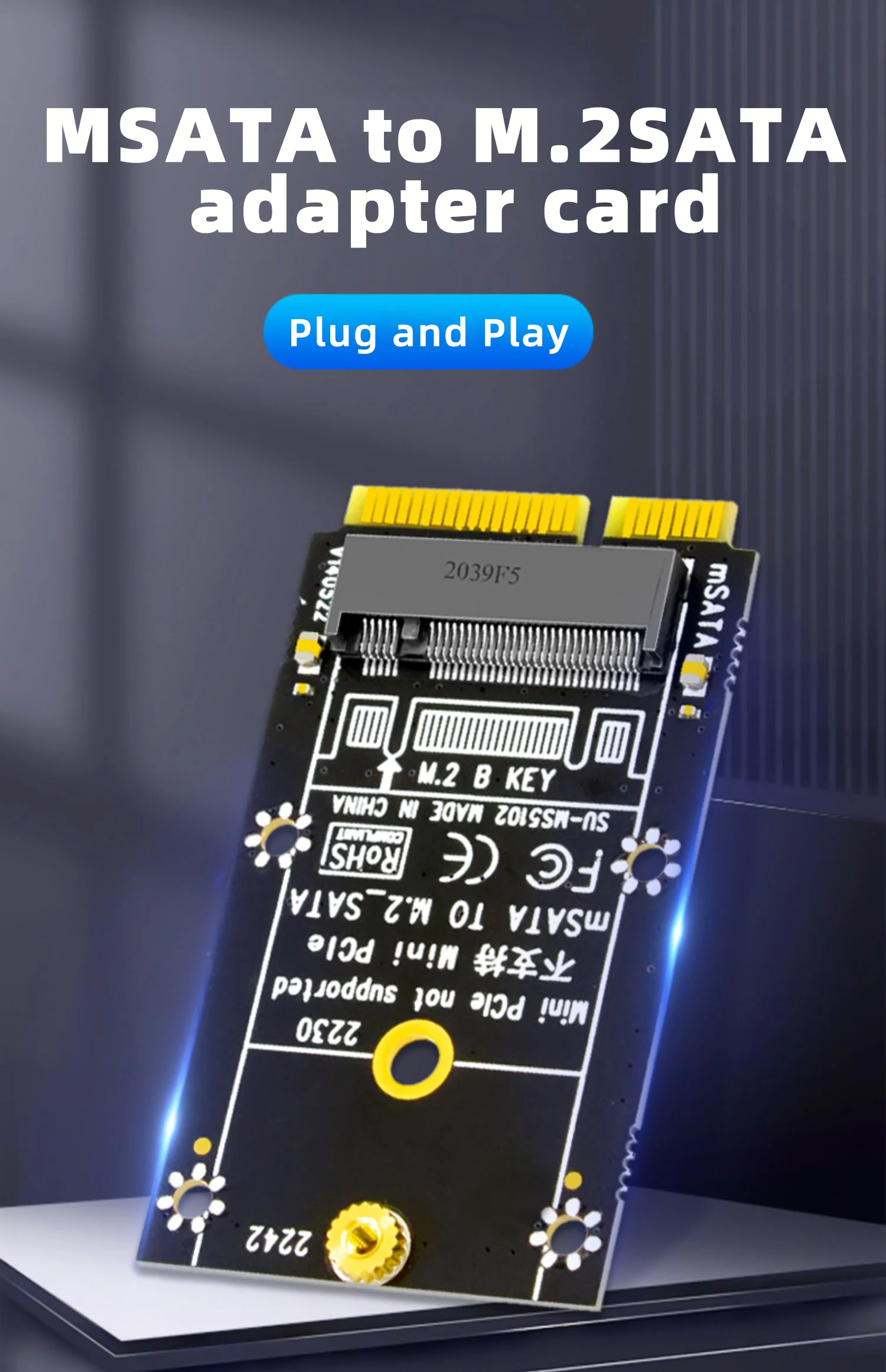 Adapter Card MSata to M.2 SATA for M2 B-KEY NGFF 2230 2242 SSD Hard Disk Expansion Card for MINI ITX Motherboards Converter Card