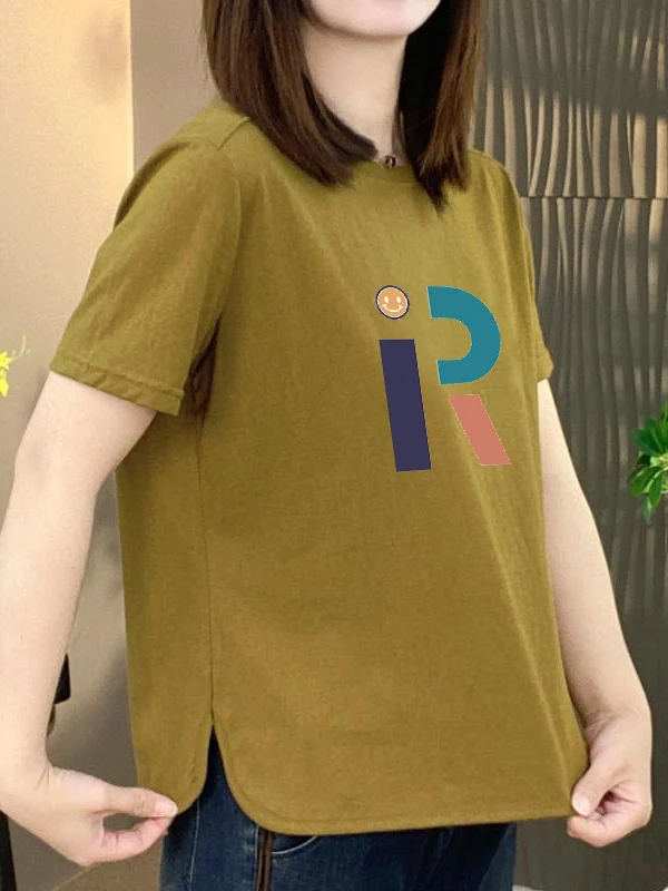 

Женская футболка в американском стиле с коротким рукавом, свободного кроя, удлиненная, для полных женщин, повседневная, с круглым вырезом, из полиэстера, летний топ