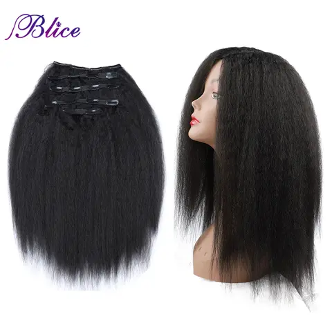 Blice 합성 클립 인 헤어피스, 킨키 스트레이트 여성용 헤어 액세서리, 내열성 헤어 익스텐션, 5 개/세트 거래