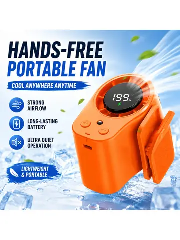 Mini Fan  Portable Small Clamp-type Fan with 199 Speed Adjustments Equipped with LED Lights Long-lasting Outdoor Waist-worn Fan