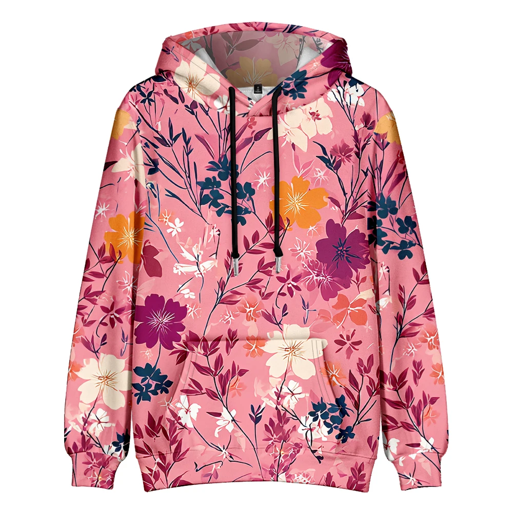 

Vintage Floral Print Fleece Couple Hoodies Retro Unisex Pullover with Pockets Casual Long Sleeve Cozy Pullovers Sport Outfits