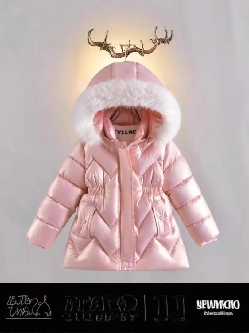 

Warm Princess Winter Coat 2025 Thickened Down Jacket For Girls Fashion Outwear 110-140cm