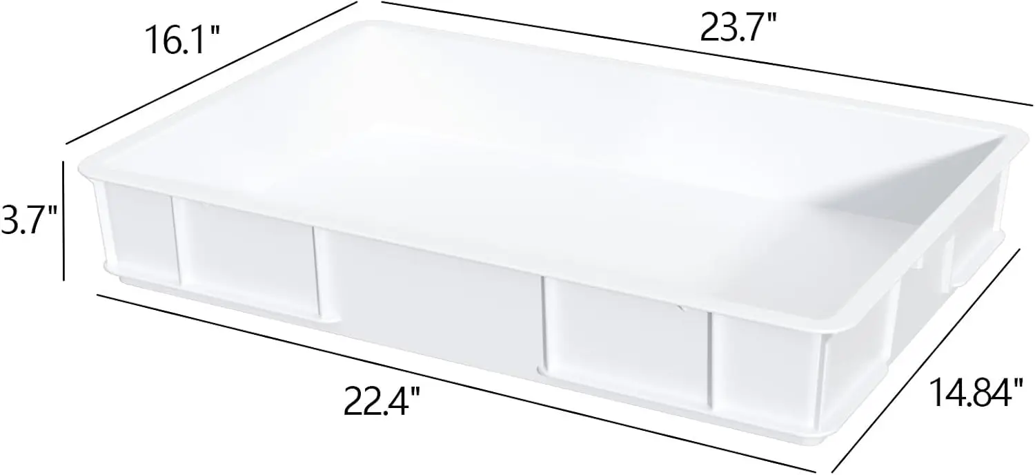 4 Packs Plastic Pizza Dough Proofing Box, Stackable Commercial Dough Proofing Tray, White