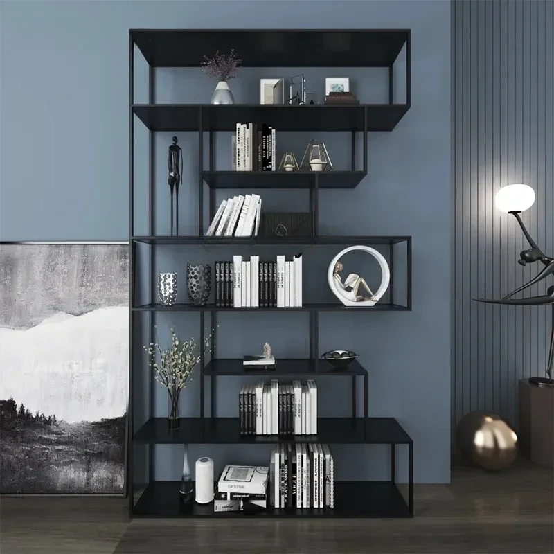 A Wrought iron shelves, floor-to-ceiling bookshelves, flower shelves, partition store display shelves, industrial Nordic ins st