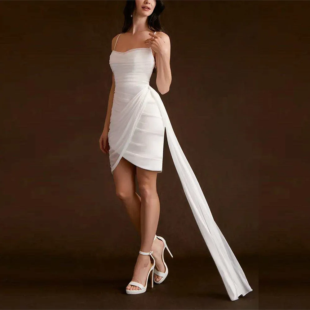 

Sexy Sheath Column Short Cocktail Party Dresses Strapless Chiffon Pleats Casual Short Homecoming Dresses 2025 Free Customized