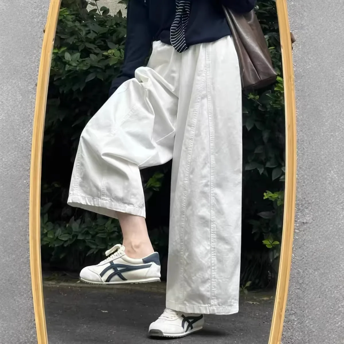 

White Balloon Wide Leg Pants Women's Loose Comfortable Casual Trousers Spring New Style Plus Size High Waist Lazy Style