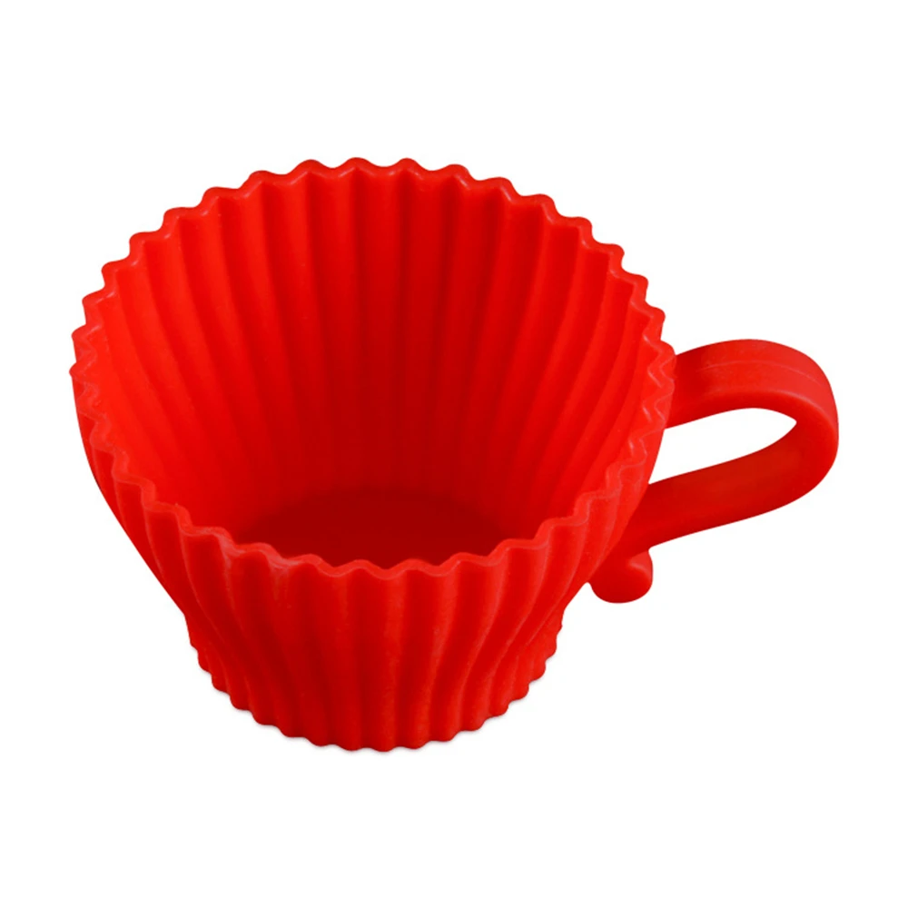 New 5pcs/set Tea Cup Saucers Silicone Cupcake Mould Chocolate Muffin Cake Mold Baking Tools M514