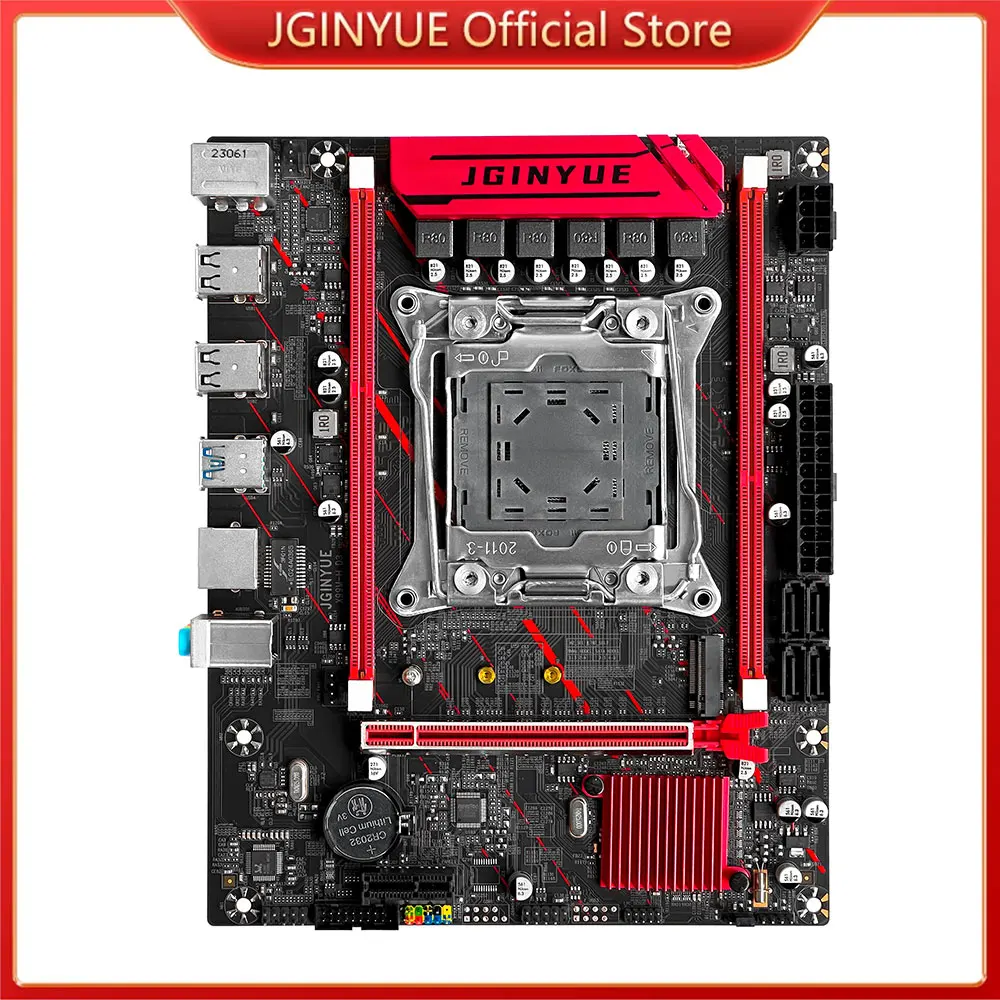 

Материнская плата JGINYUE X99 LGA 2011-3 Xeon E5 V3 V4 CPU DDR3 ОЗУ двухканальная память 6-фазный источник питания M.2 NVME/SATA X99M-H D3