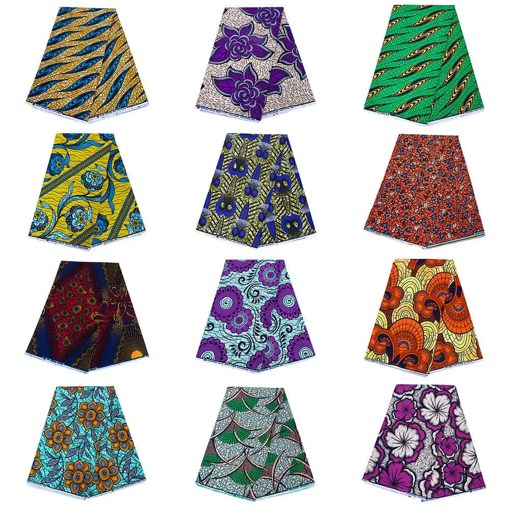 6 Yards High Quality Wax Cotton Fabrics Suit For Long Dress Making Double Sides Print DIY Sewing Supplies