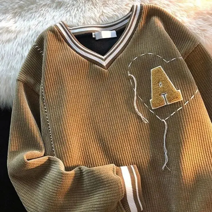 

Женская вафельная толстовка с v-образным вырезом, женское свободное тонкое пальто в ленивом стиле