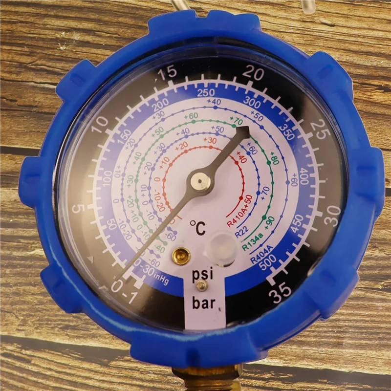 R410A R22 R134A 냉매용 2X 에어컨 게이지 시각적 거울이 있는 매니폴드 게이지 압력계 밸브 500Psi 블루