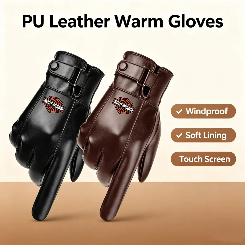 For Harley Davidson PAN Motorcycle Accessories Motocross Outdoor Driving Leather Gloves Warm Winter Gloves For Men Women Daily C